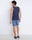 T-shirts - Donkerblauwe singlet, palmboomprint