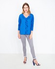 Truien - Blauwe blouse met volants