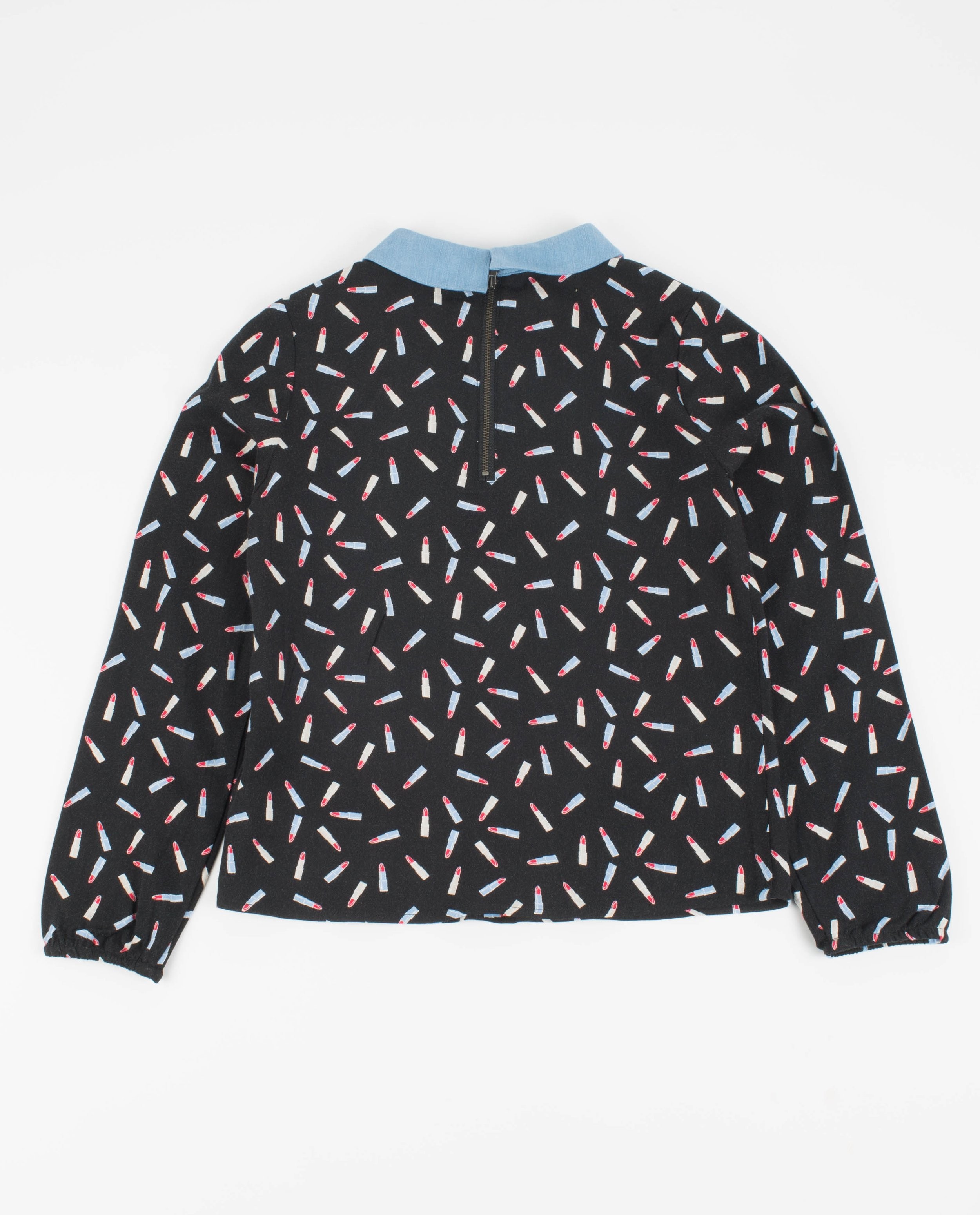 Chemises - Grijze blouse met print en kraagje