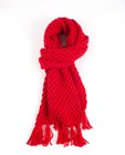 Écharpe rouge vif  - en tricot, avec des franges - JBC