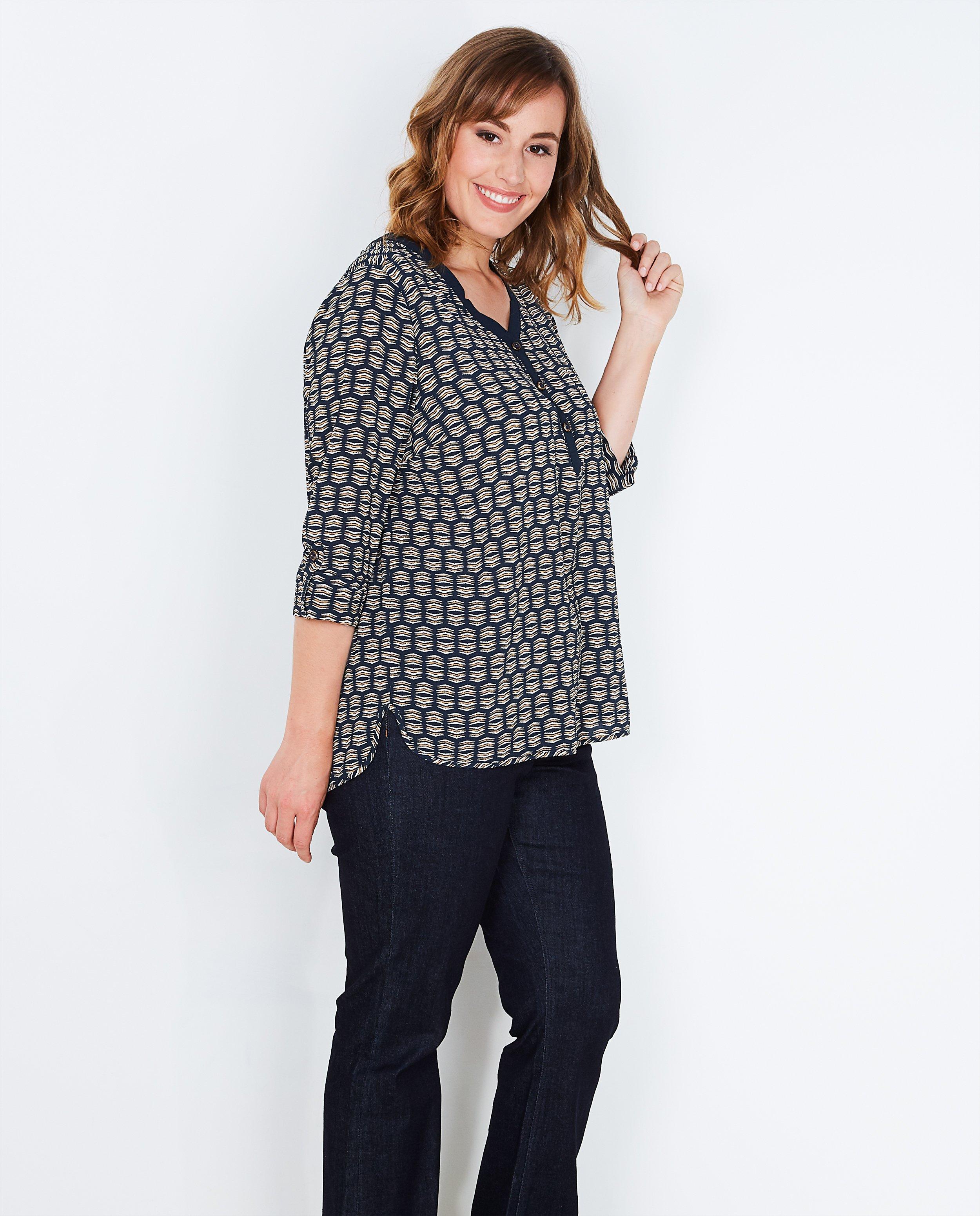 Blouse bleu nuit avec une impression - null - Lena Lena
