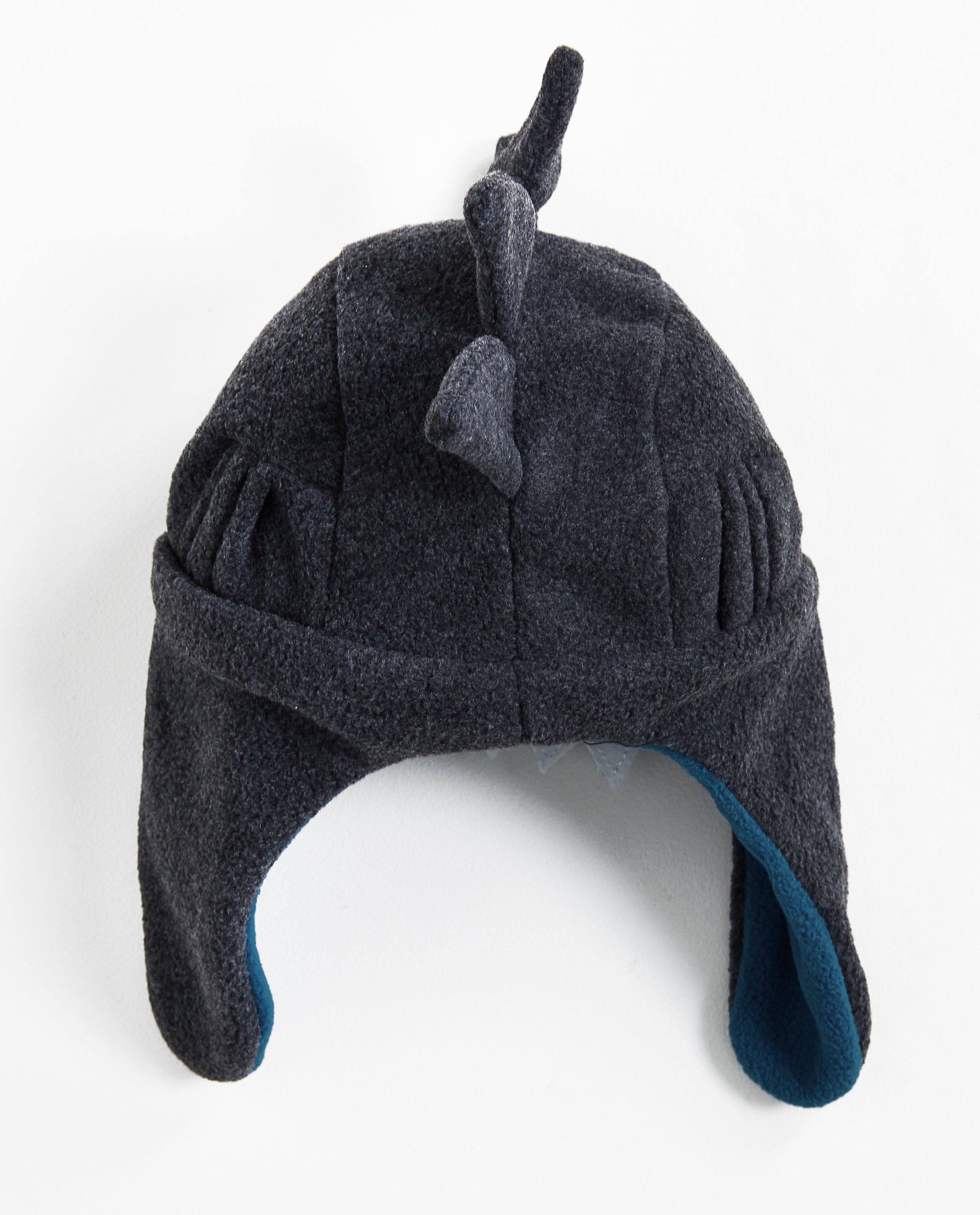 Breigoed - Grijze fleece muts met tanden