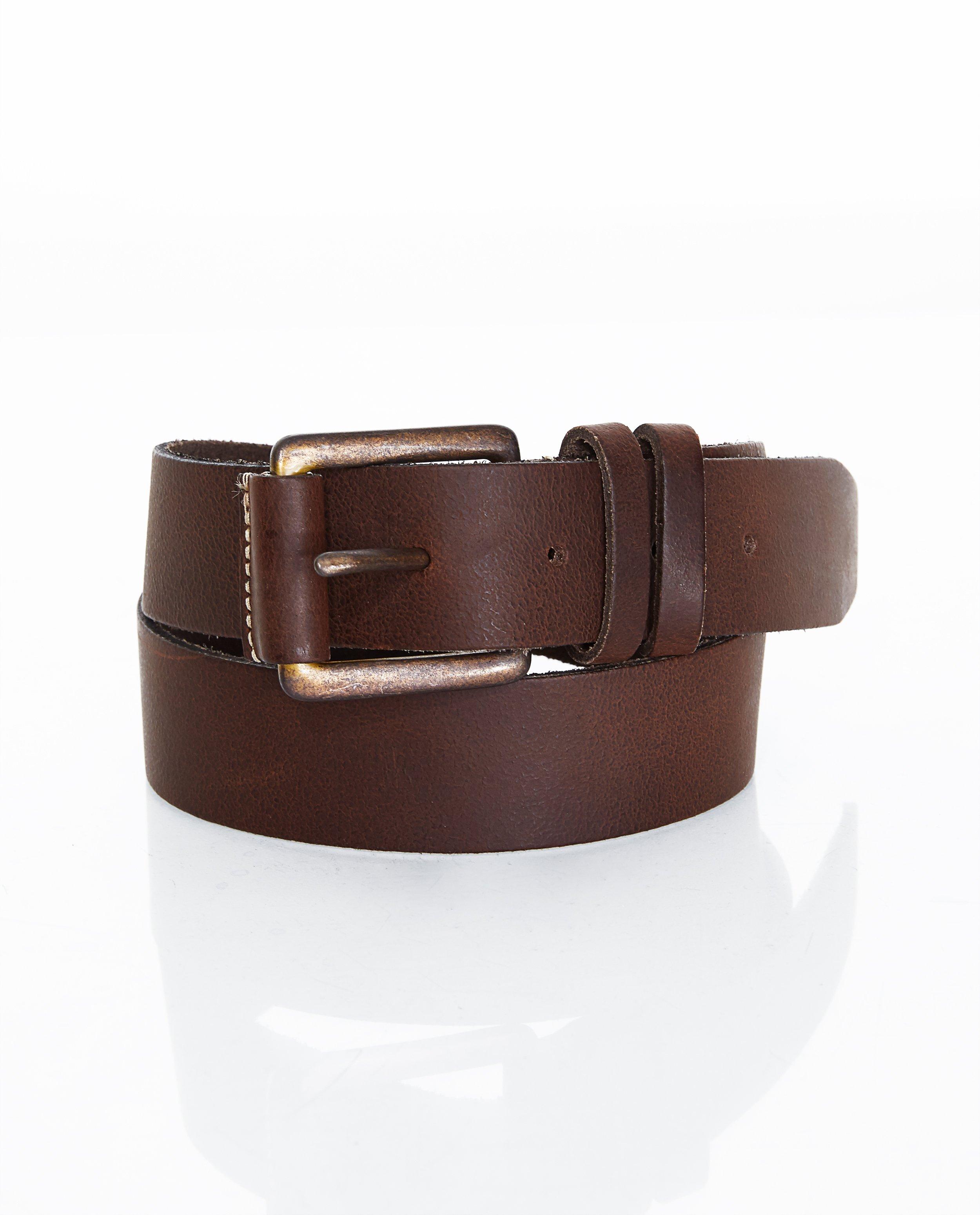 Brede bruine leren riem - Product Detail - donkerbruin - afbeelding nummer 1