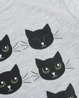 T-shirts - Grijze longsleeve met kattenprint