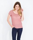 T-shirts - Roze T-shirt met gevlochten detail