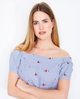 Hemden - Gestreepte off-shoulder blouse