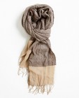 Beige sjaal met franjes - en gestreept patroon - JBC