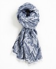 Sjaal met zigzagmotief - in donkerblauw-wit - JBC