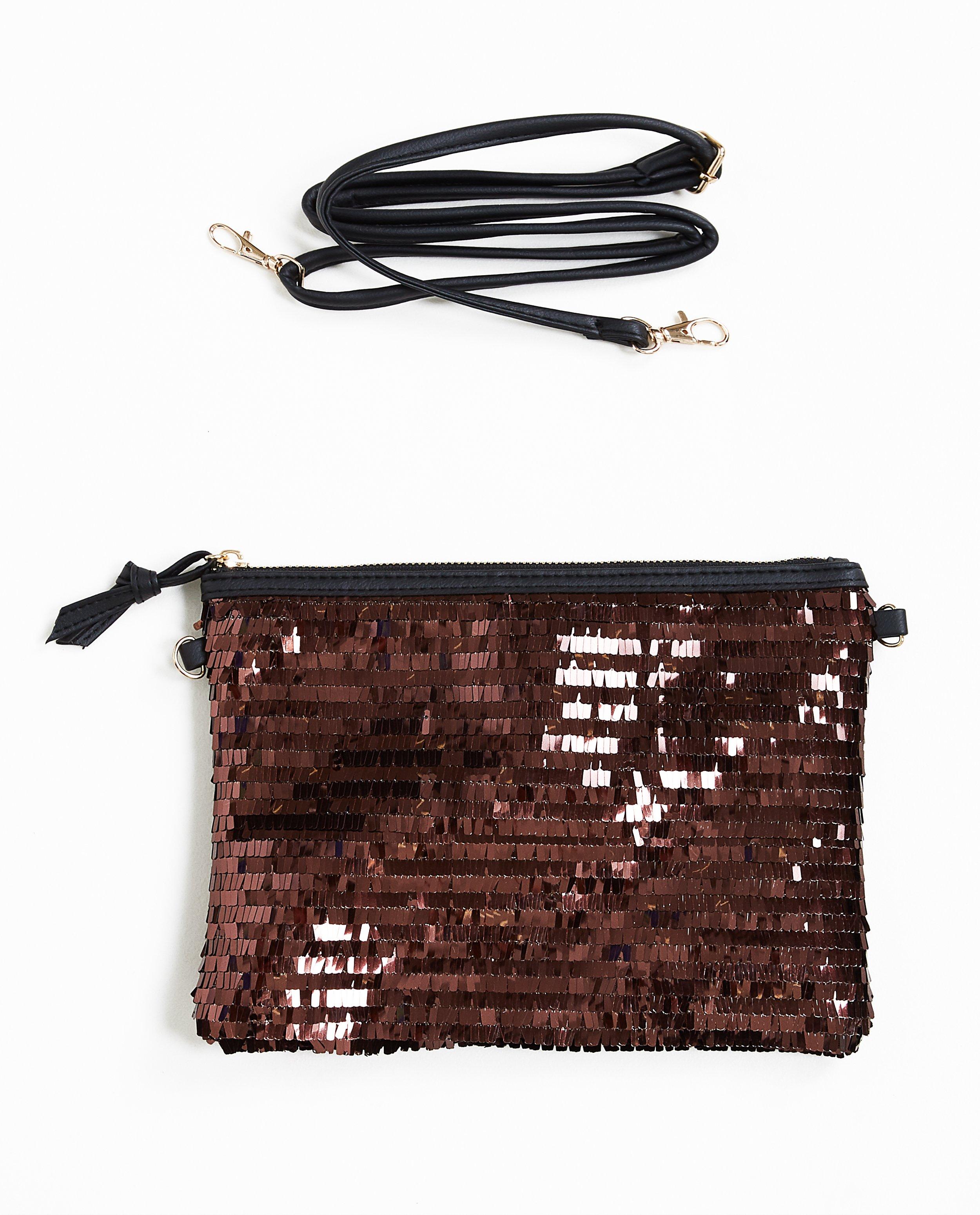 Clutch met pailletten - met verstelbaar schouderlint - JBC