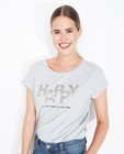 T-shirts - Lichtgrijs T-shirt met parels