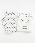 Witte fleece pyjama met kattenprint - null - JBC