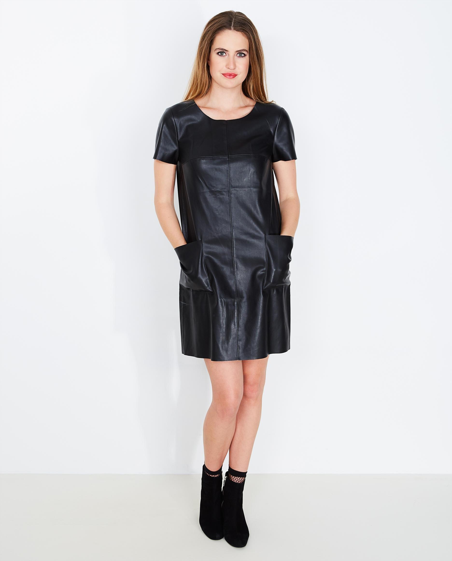 Robes - Zwarte imitatieleren jurk Youh!