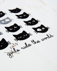 T-shirts - Roomwitte longsleeve met kattenprint