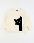 Sweaters - Roomwitte sweater met kattenprint