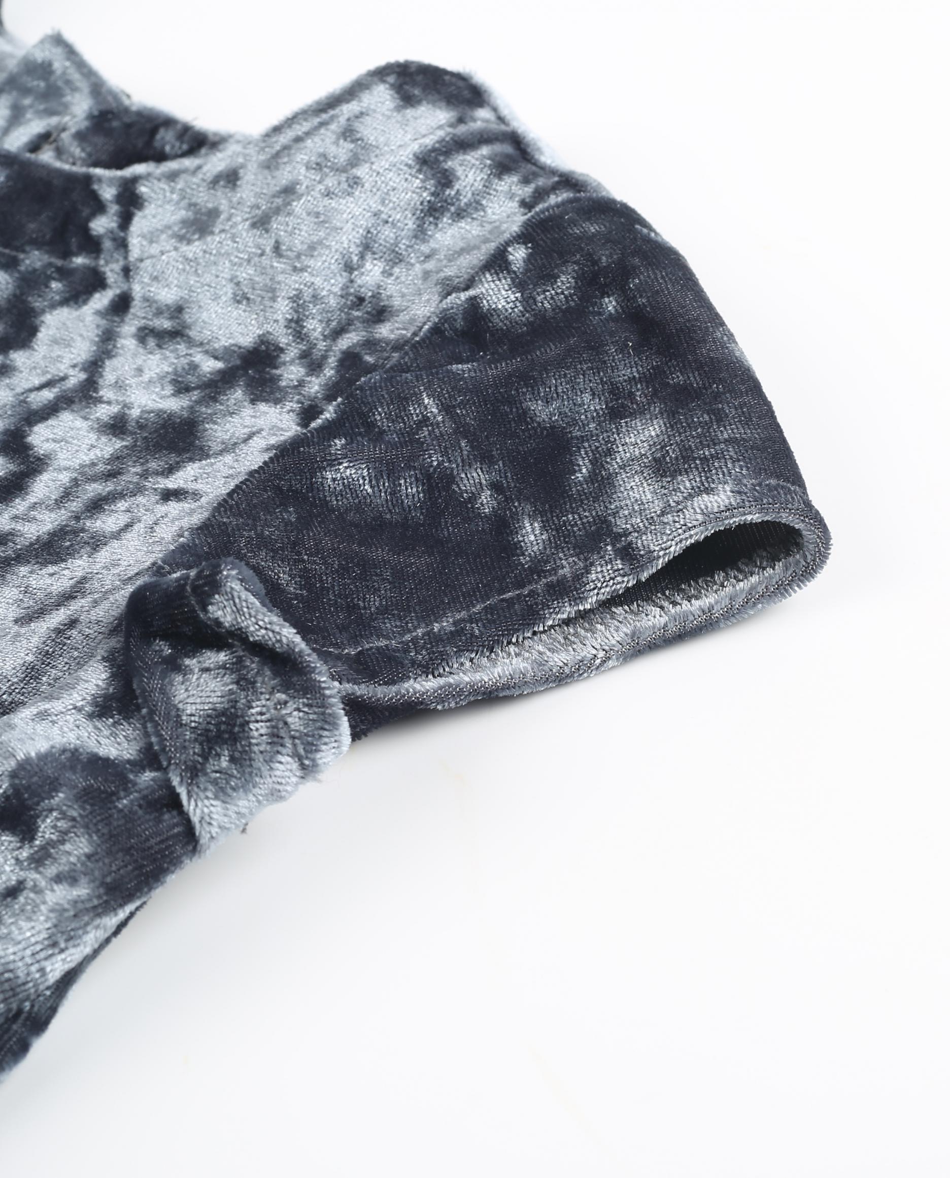 Kleedjes - Blauwgrijze velvet jurk