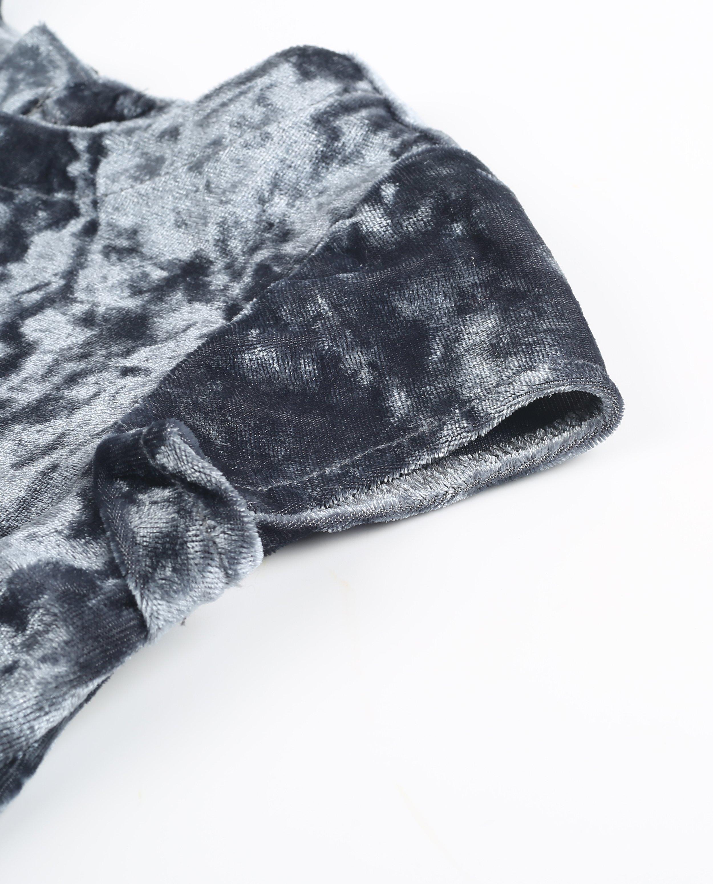 Kleedjes - Blauwgrijze velvet jurk