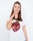 T-shirts - Wit T-shirt met pailletten aardbei