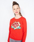 Sweats - Vuurrode sweater met bloemenpatch