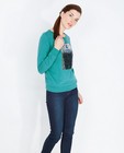 Turquoise sweater met pailleten - null - Groggy