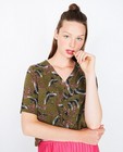 Hemden - Kaki blouse met vogelprint