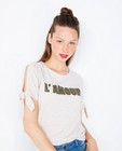 T-shirts - Zandkleurig T-shirt met knooplinten