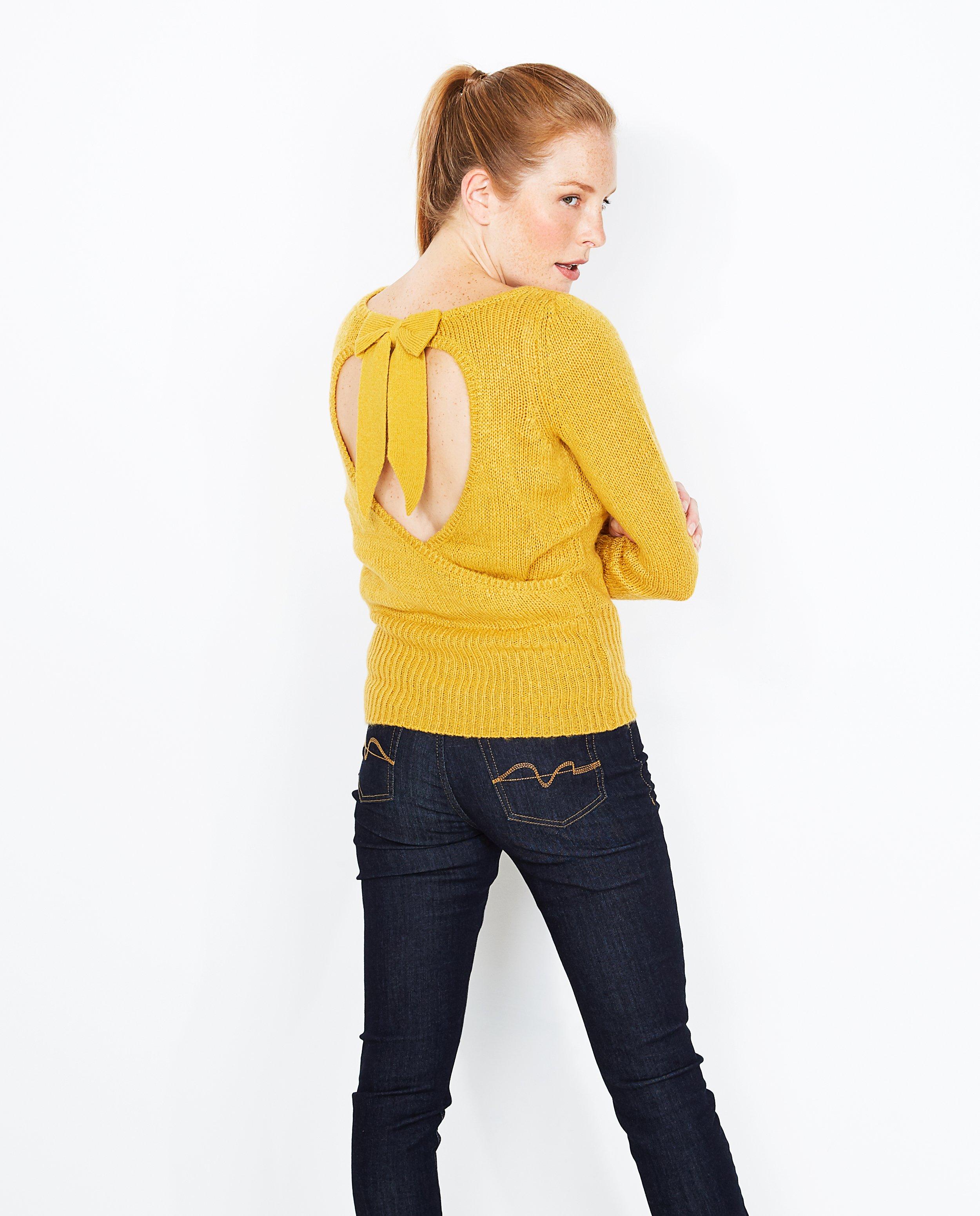 Pulls - Pull ocre à dos nu 