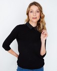 Truien - Zwarte trui met parels aan de kraag