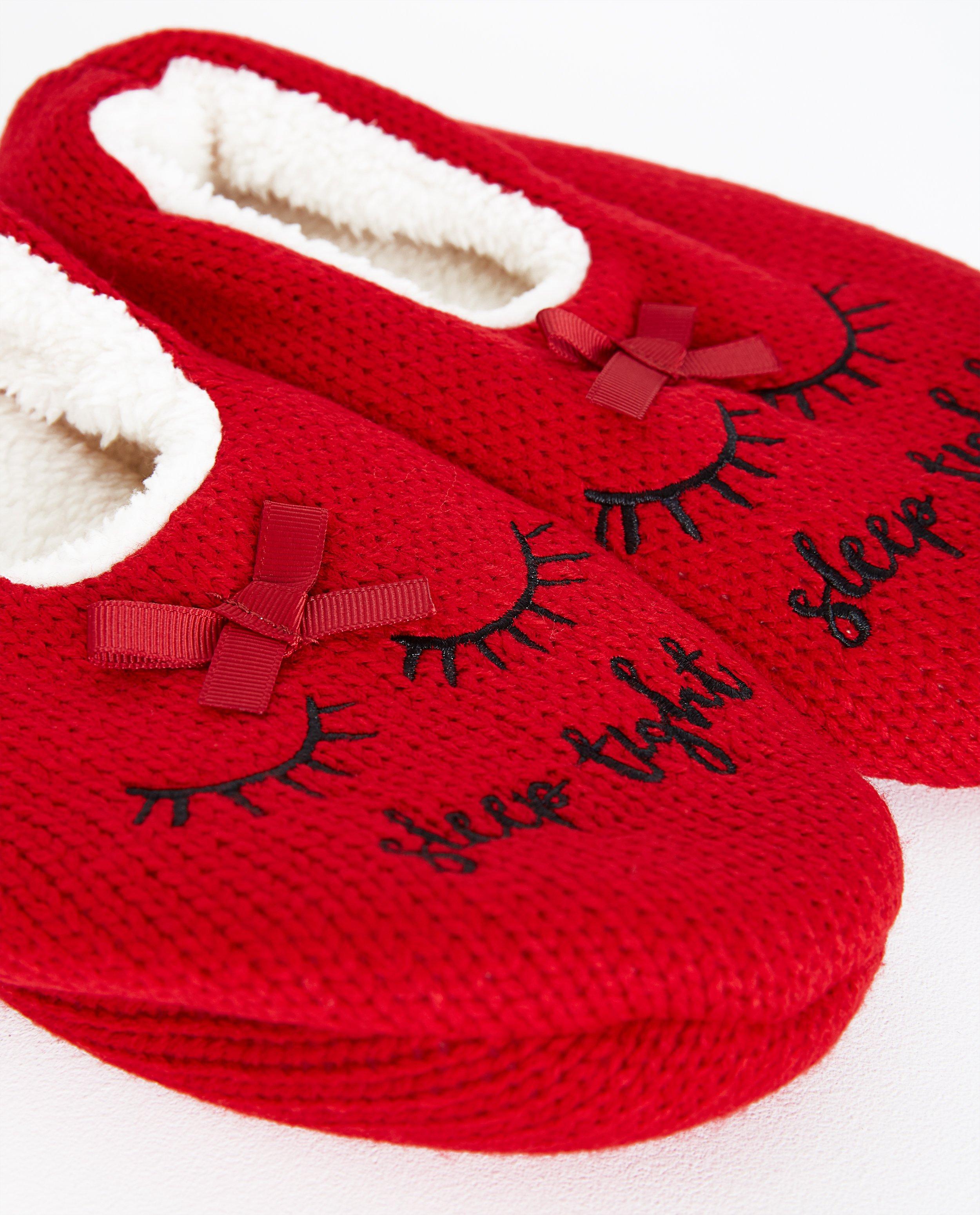 Chaussures - Rode pantoffels met imitatiepels