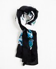 Écharpe noire et blanche - avec imprimé fleuri bleu-vert - JBC