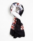 Zwart-witte sjaal - met rood-blauwe bloemenprint - JBC
