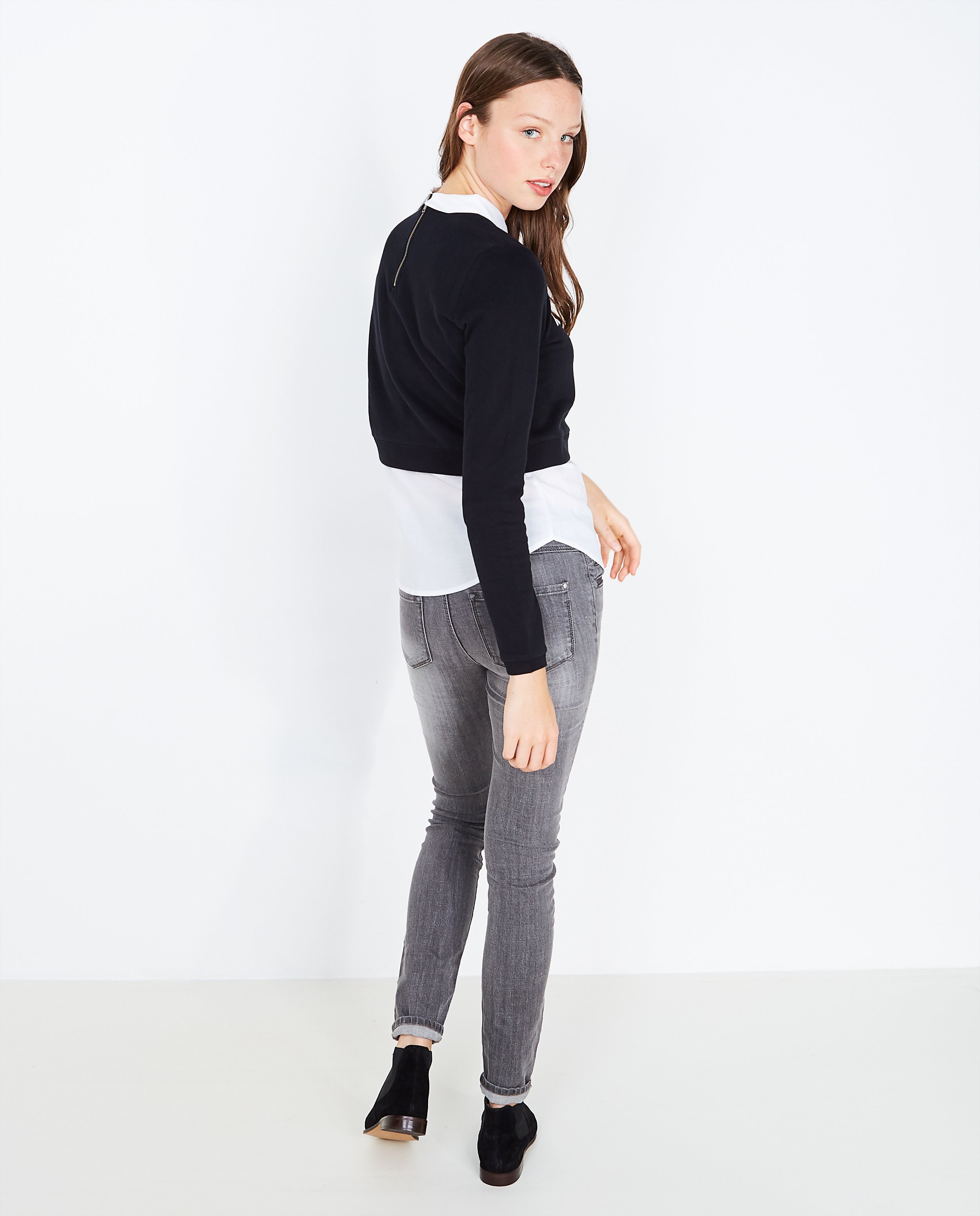 Sweaters - Cropped sweater met hemdlook
