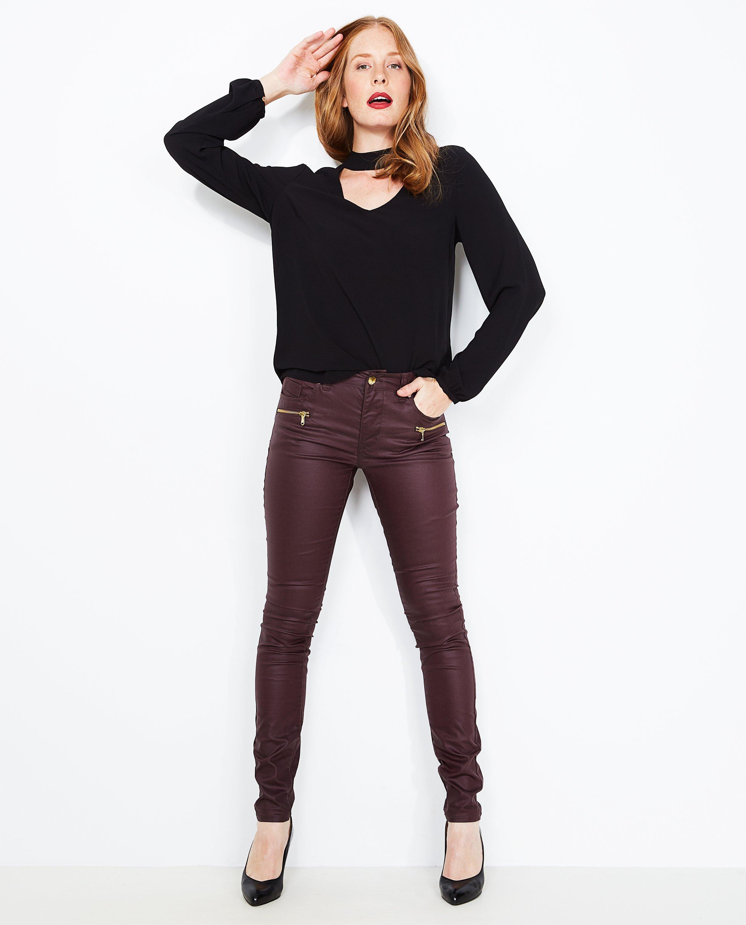 Zwarte broek met glanzende coating - null - JBC