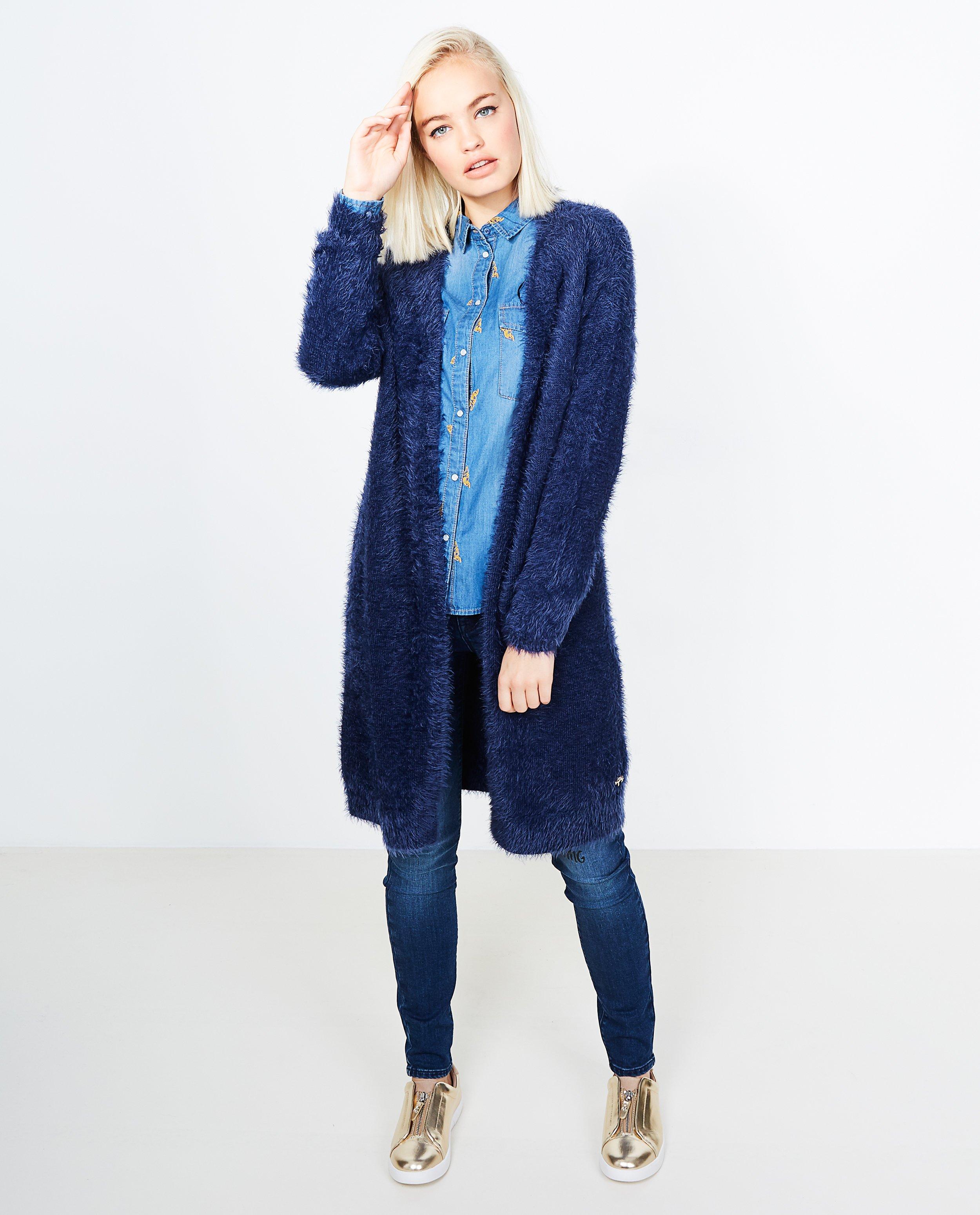 Lang fluffy vest - Product Detail - donkerblauw - afbeelding nummer 2