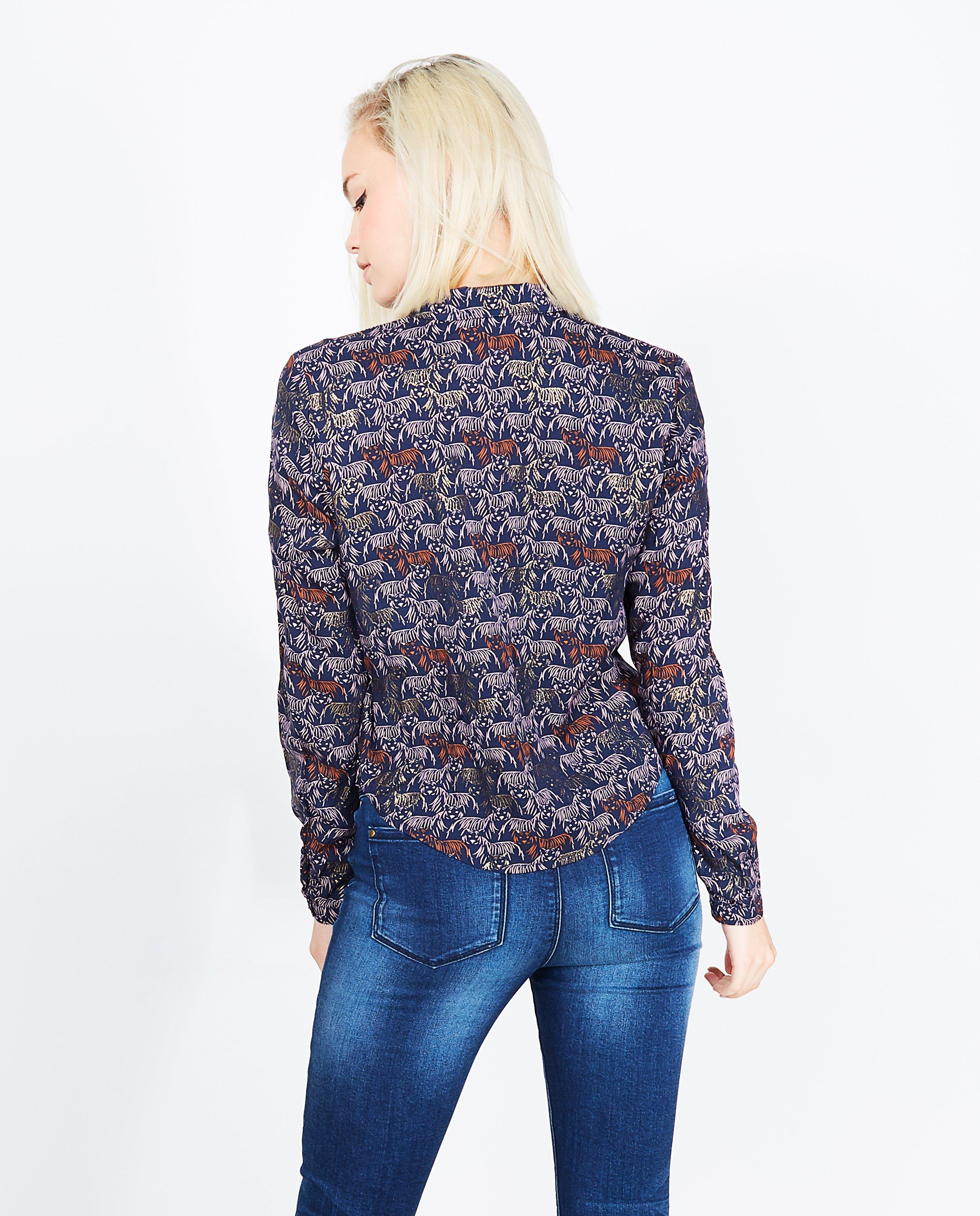 Chemises - Chemise bleu nuit avec un imprimé de tigres