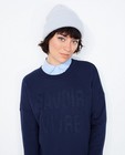 Sweaters - Nachtblauwe sweater met opschrift