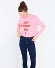 Roze cropped sweater met print - null - Groggy