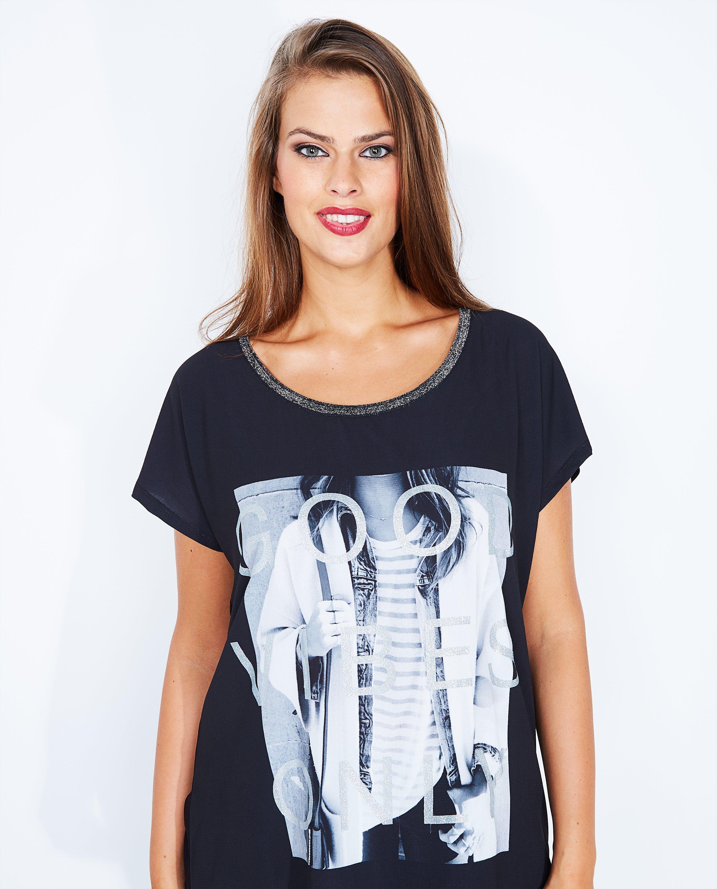 T-shirts - Zwart T-shirt met fotoprint