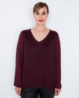 T-shirts - Bordeauxrode longsleeve met kant