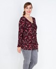 Hemden - Burgundy wikkelblouse, floral print