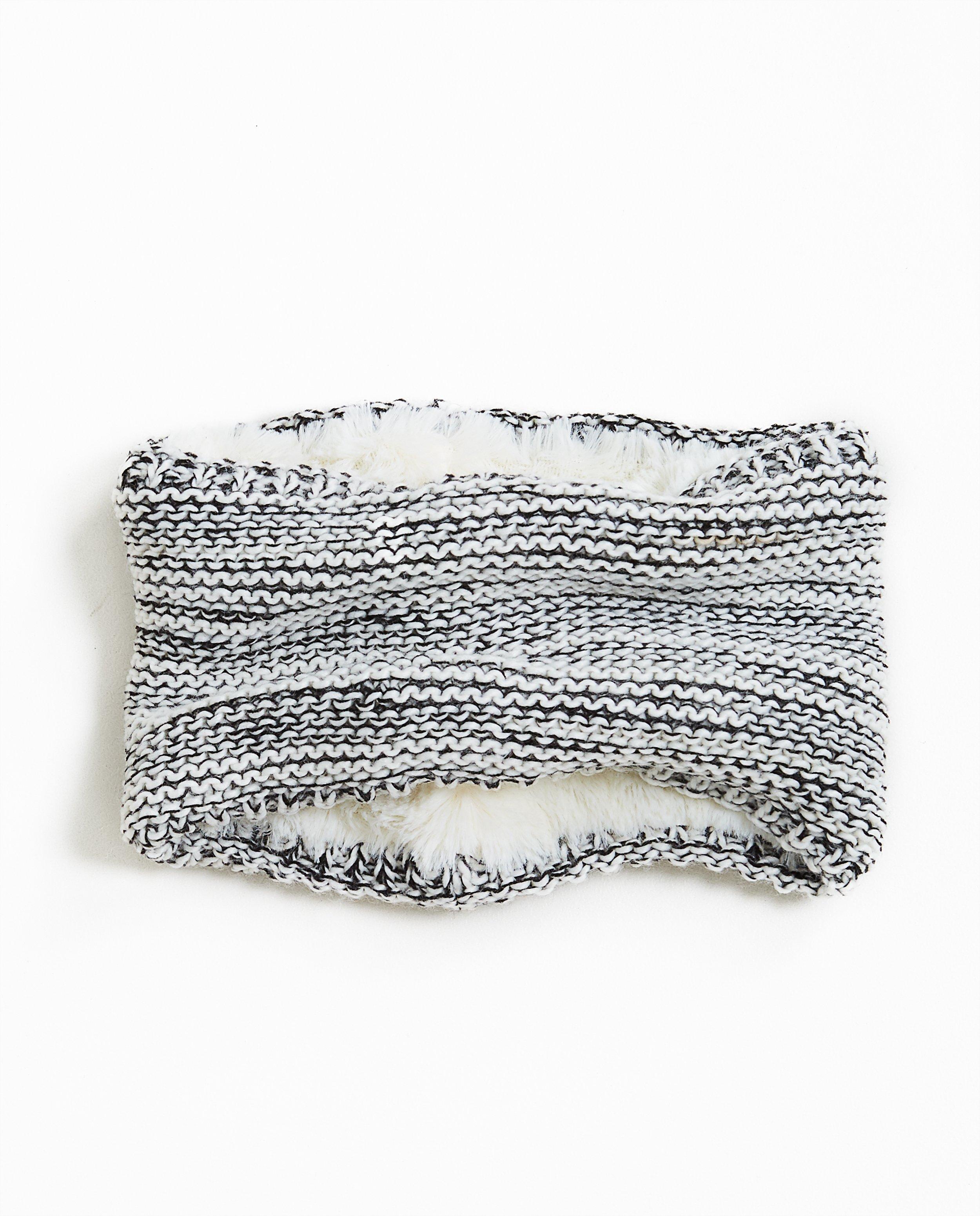 Snood noir et blanc - avec de la fausse fourrure - JBC