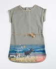Kleedjes - Kaki jurk met fotoprint 