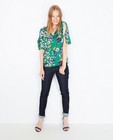 Smaragdgroene blouse, florale print - null - JBC