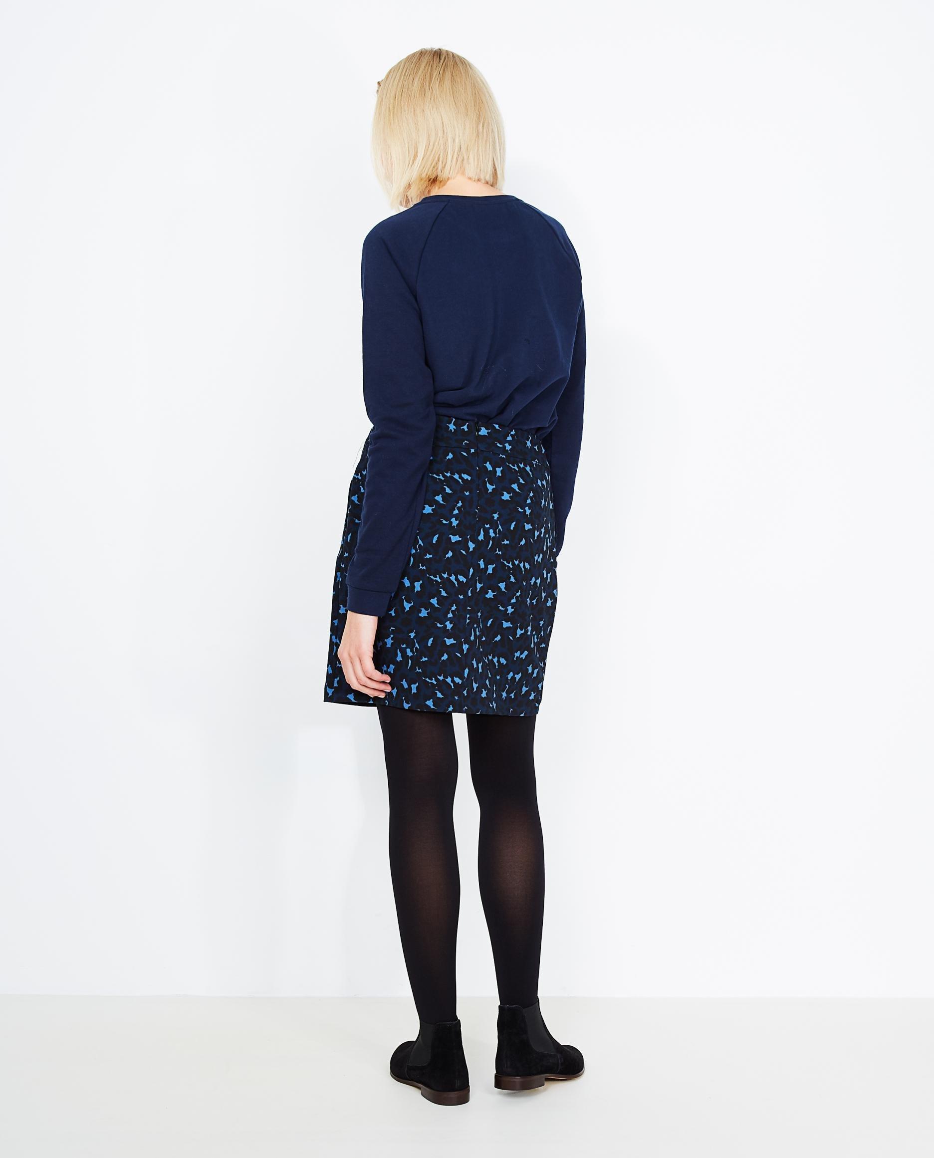 Rokken - Donkerblauwe rok met luipaardprint