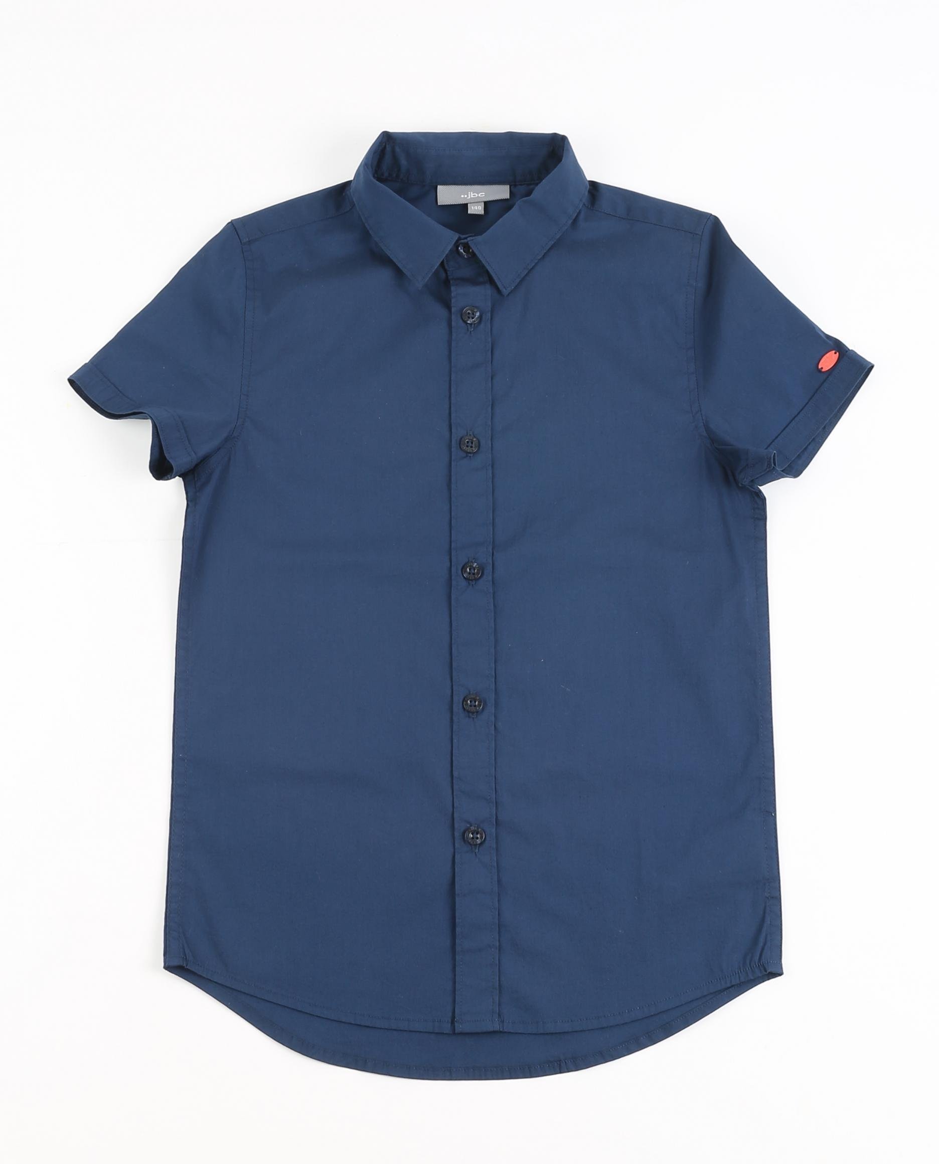 Marineblauw hemd - met korte mouwen - JBC