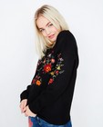 Truien - Zwarte trui met bloemenborduursel