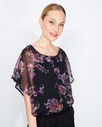 Hemden - Zwarte blouse met florale print PEP