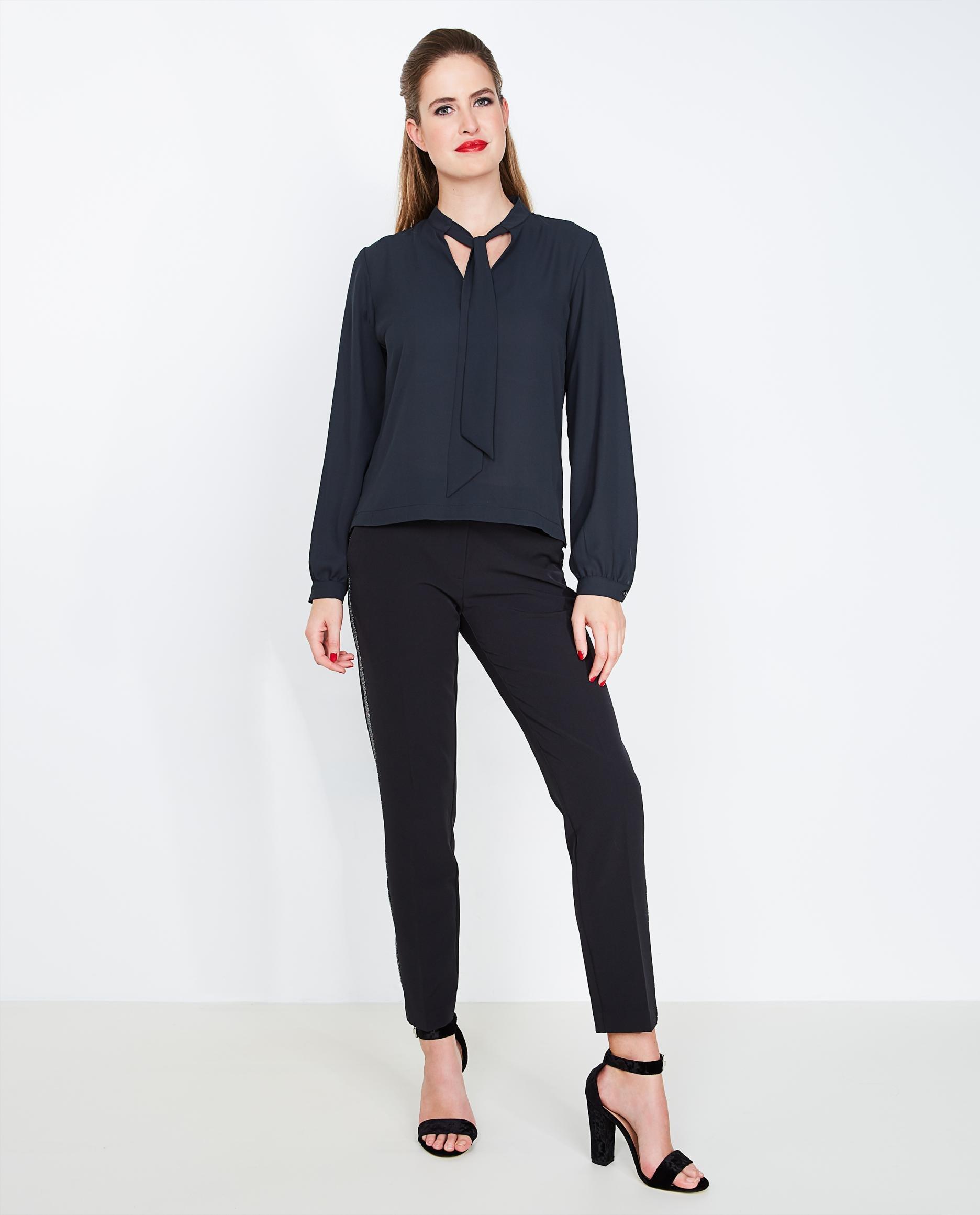 Zwarte geklede broek met glitter - null - JBC