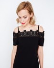 Kleedjes - Zwarte off-shoulder jurk, haakwerk