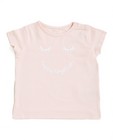 T-shirt rose pâle  - en coton bio avec une inscription - JBC