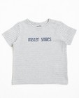 T-shirt rayé gris - en coton bio avec une inscription - JBC